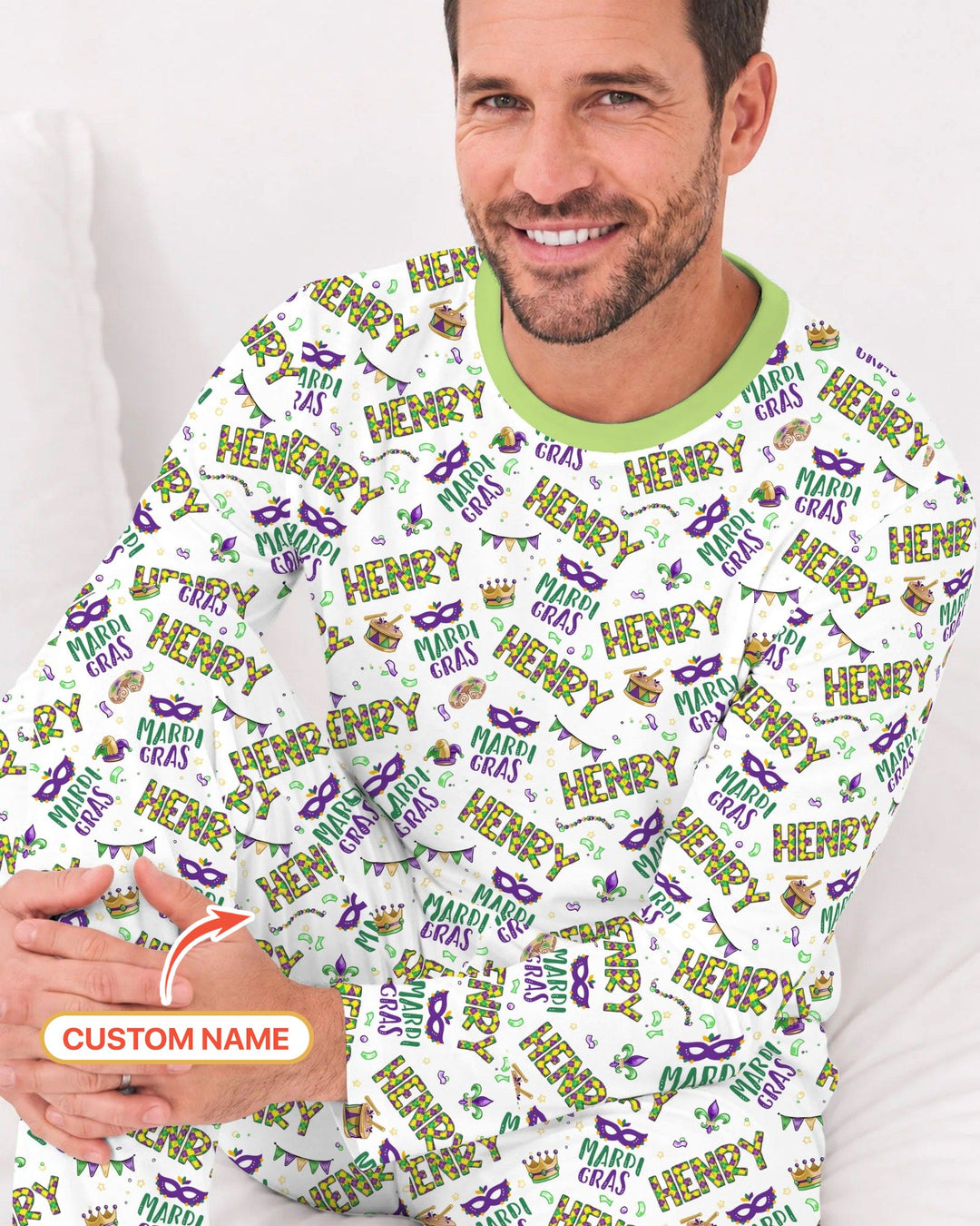 Custom Name Make your own Mardi Gras Bamboo Men's Pajama Set