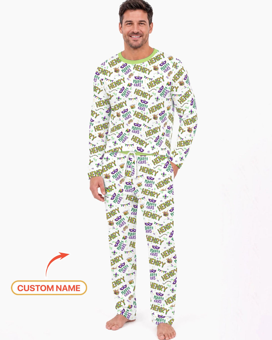 Custom Name Make your own Mardi Gras Bamboo Men's Pajama Set