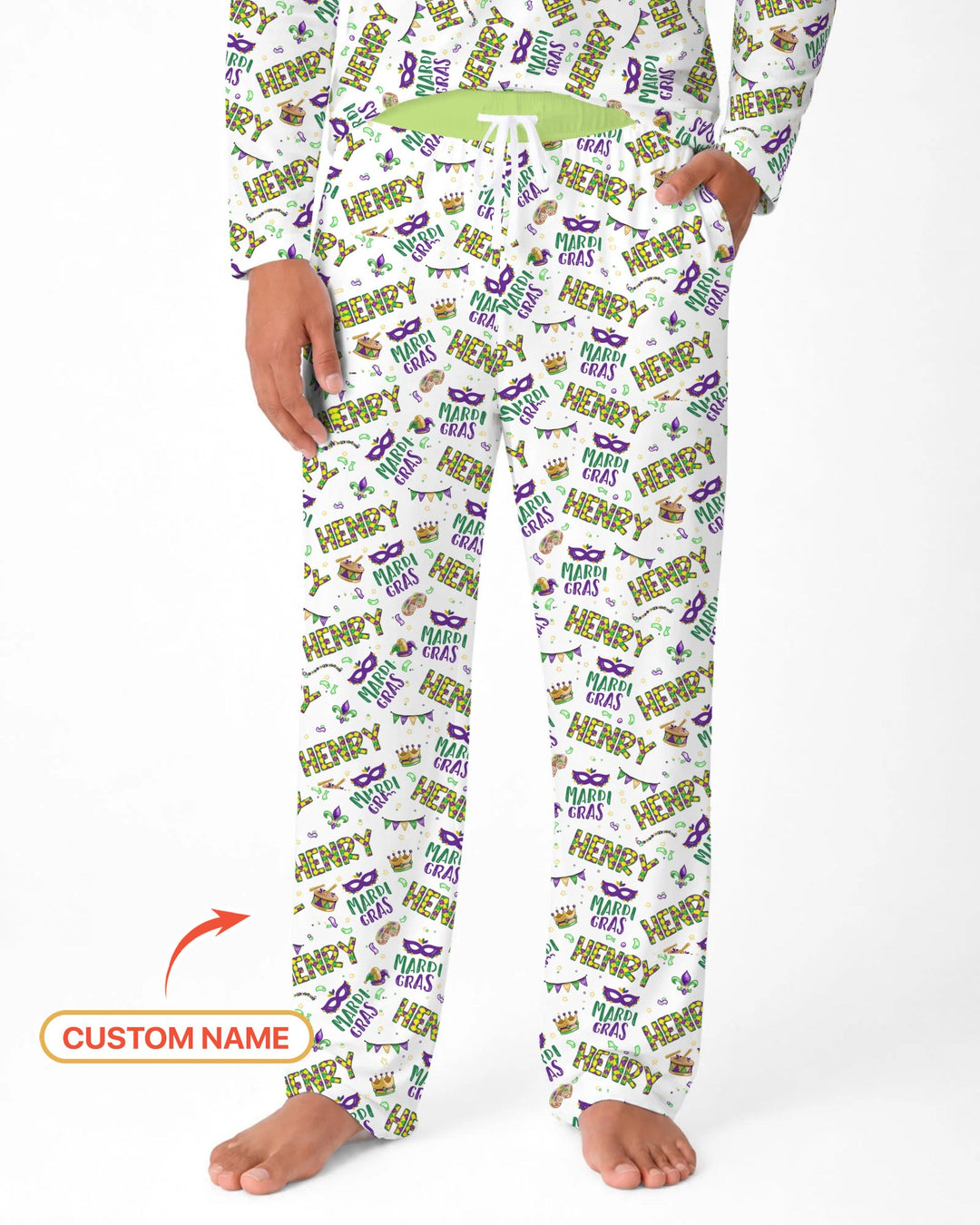 Custom Name Make your own Mardi Gras Bamboo Men's Pajama Set