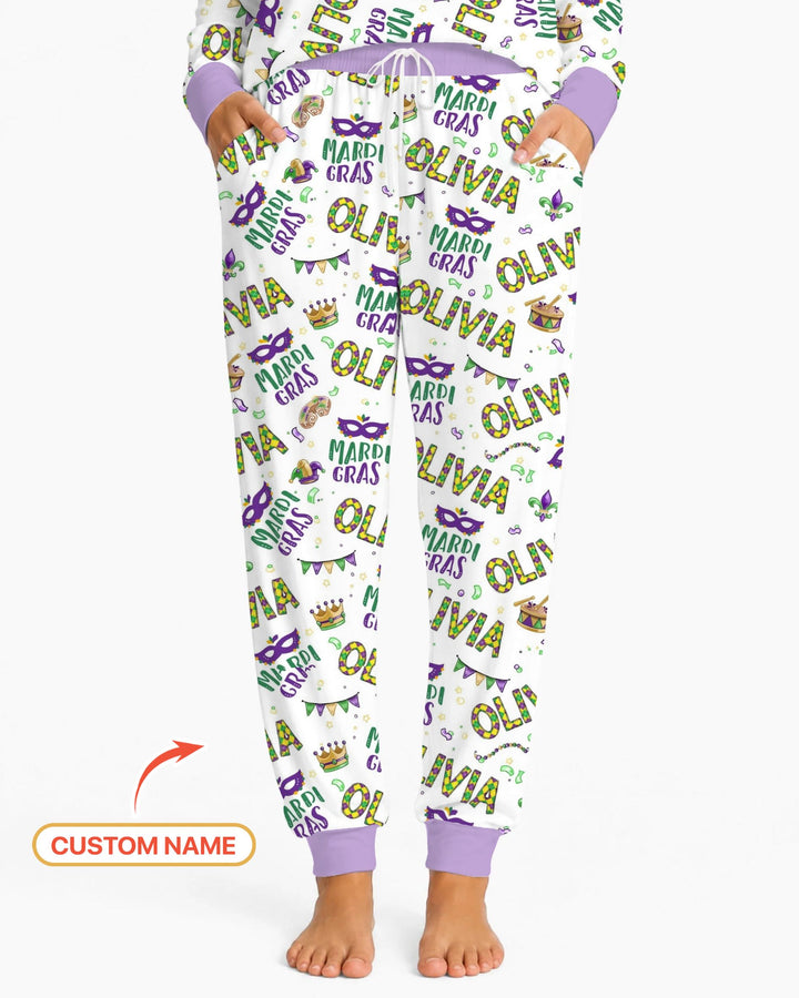 Custom Name Make your own Mardi Gras Bamboo Women Pajama Set