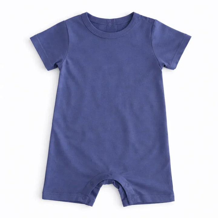 Custom Name Solid Bamboo Short Sleeve Snap Romper