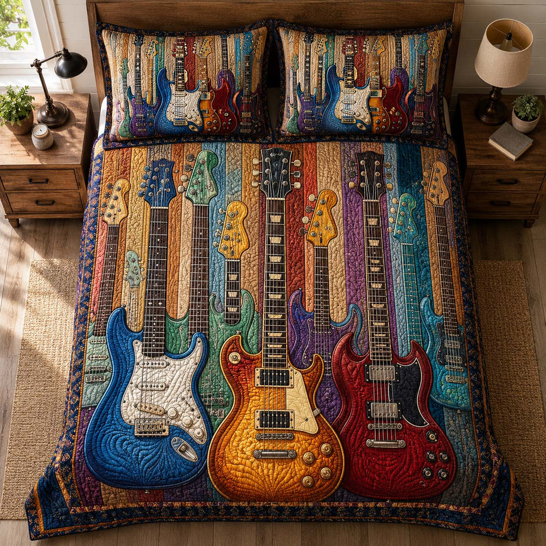 Electric Guitar Collection Bamboo Quilt Bedding Set