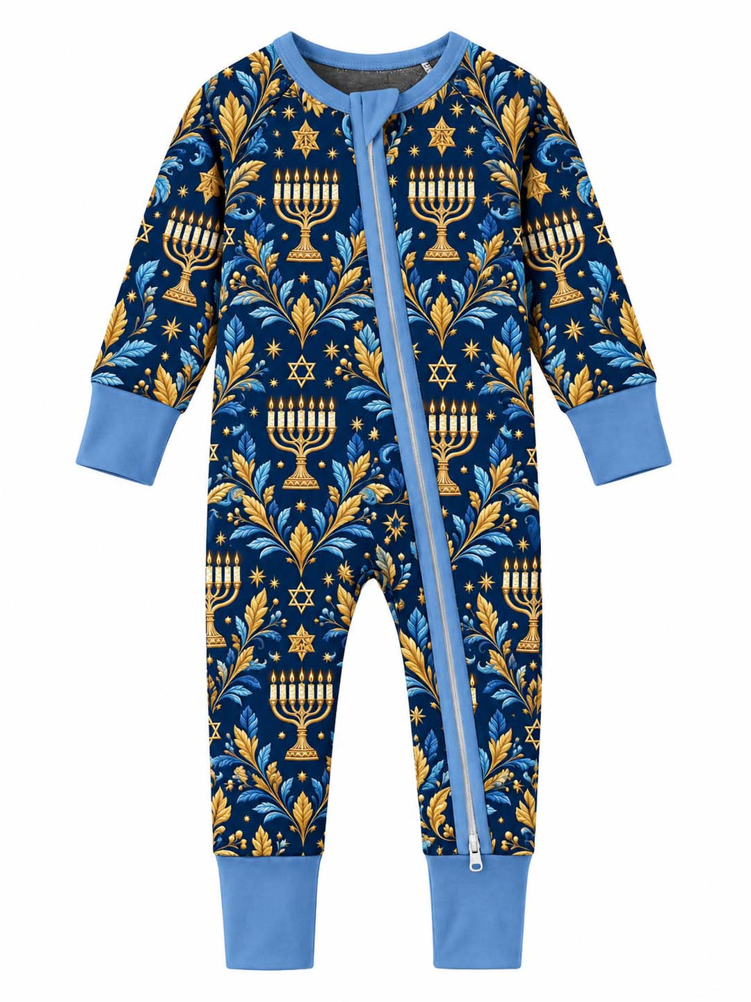 Elegant Blue Gold Hanukkah Bamboo Convertible Zippy