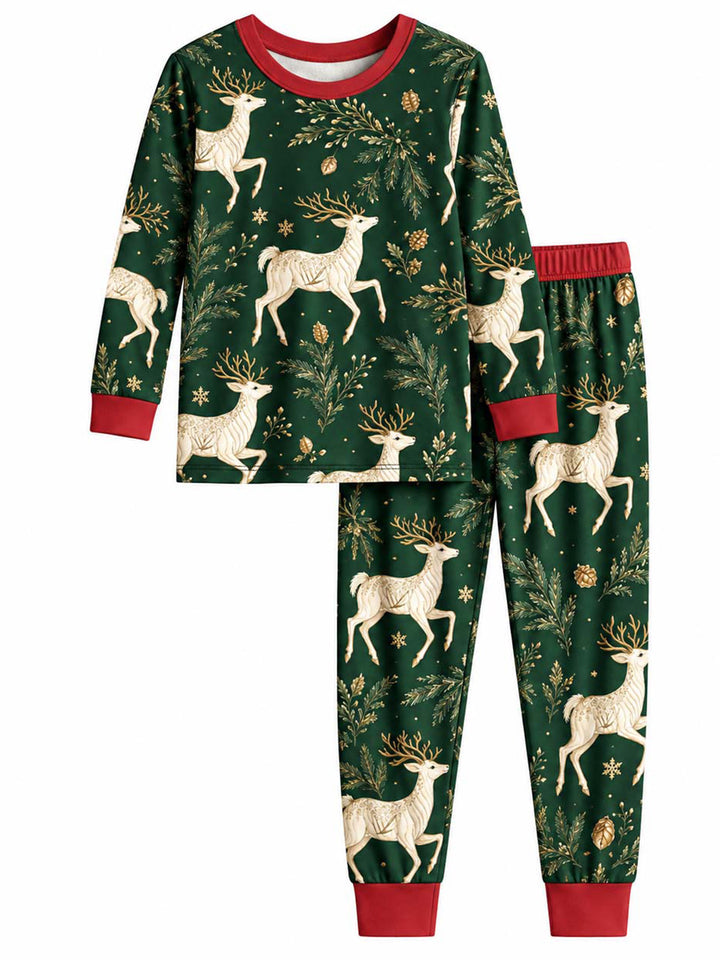 Elegant Golden Reindeer Christmas Bamboo Men's Pajama Set