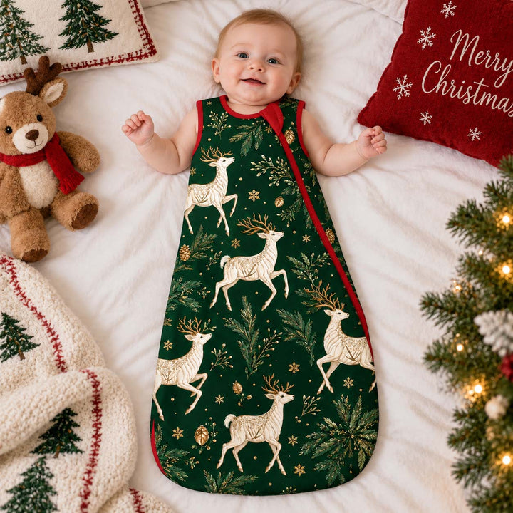 Elegant Golden Reindeer Christmas Bamboo Sleep Bag