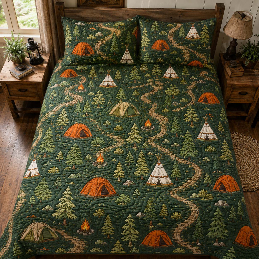 Evergreen Camping Trails Bamboo Quilt Bedding Set