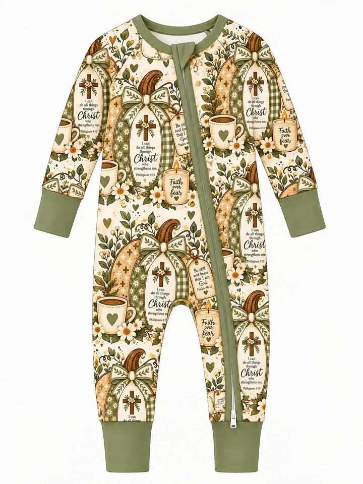 Faith Over Fear Autumn Pumpkin Bamboo Convertible Zippy