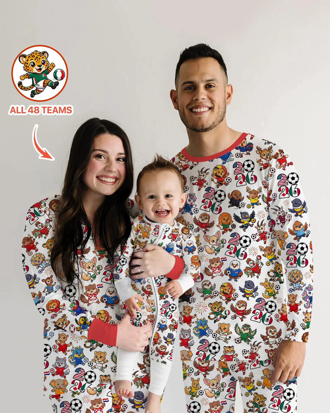 Kawaii Animals Soccer Tour 2026 Family Matching Bamboo Women Pajama Set