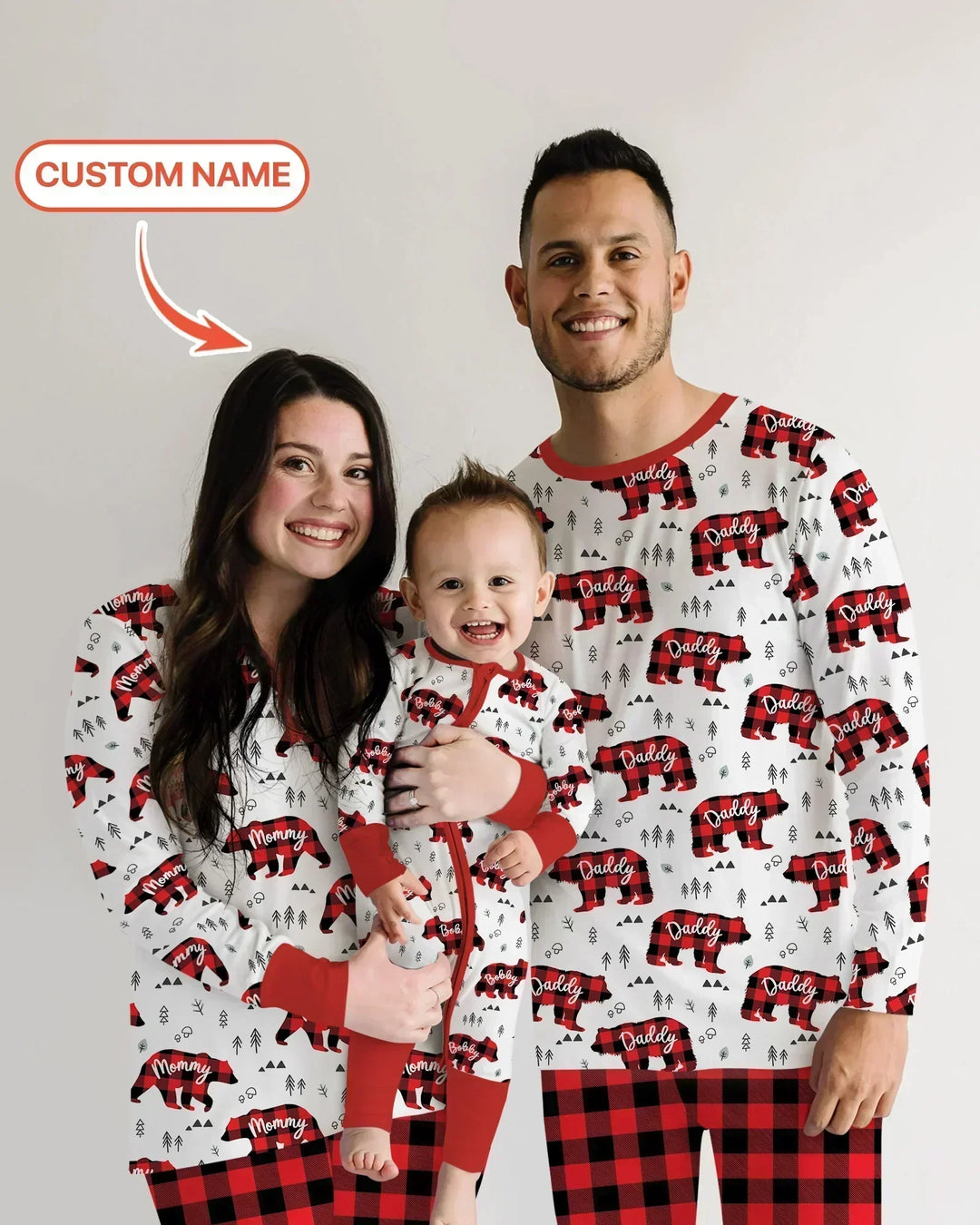 Custom Name Family Bear Matching Bamboo Men's Pajama Set
