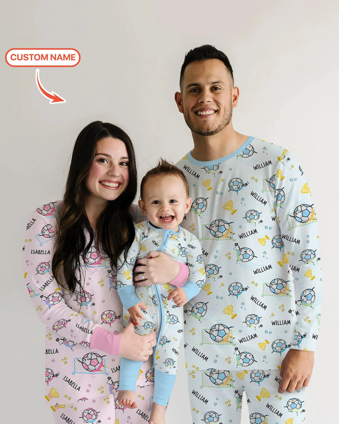 Custom Name Soccer Dad Team Matching Two Piece Long Sleeve Pajama Set