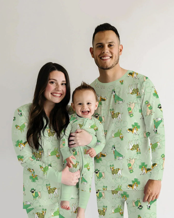 St. Patrick's Day Puppies Bamboo Two Piece Long Sleeve Pajama Set