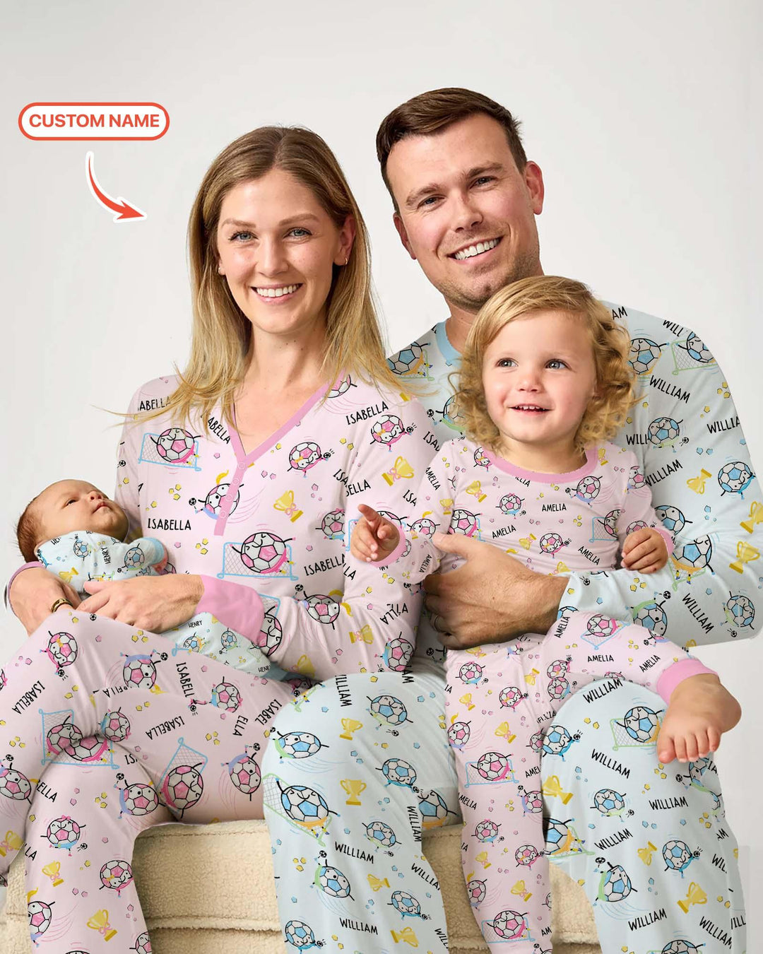 Custom Name Soccer Dad Team Matching Two Piece Long Sleeve Pajama Set