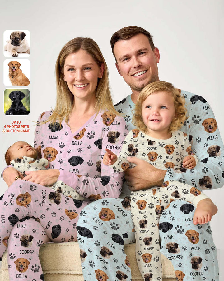 Custom Photo With Paw For Dog Lovers Bamboo Women Pajama Set