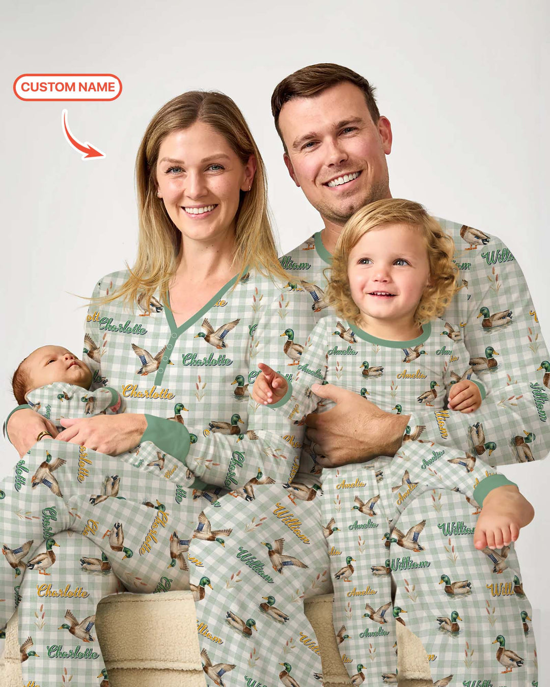 Mallard Duck Custom Name Bamboo Women Pajama Set