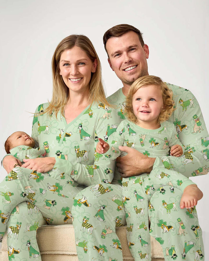 St. Patrick's Day Puppies Bamboo Two Piece Long Sleeve Pajama Set