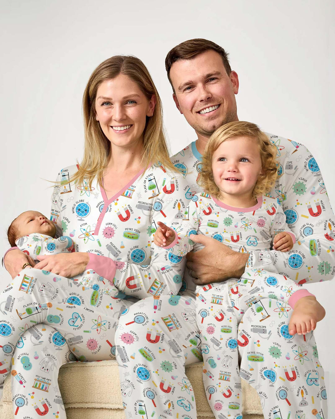 Science Fun Family Matching Bamboo Two Piece Long Sleeve Pajama Set