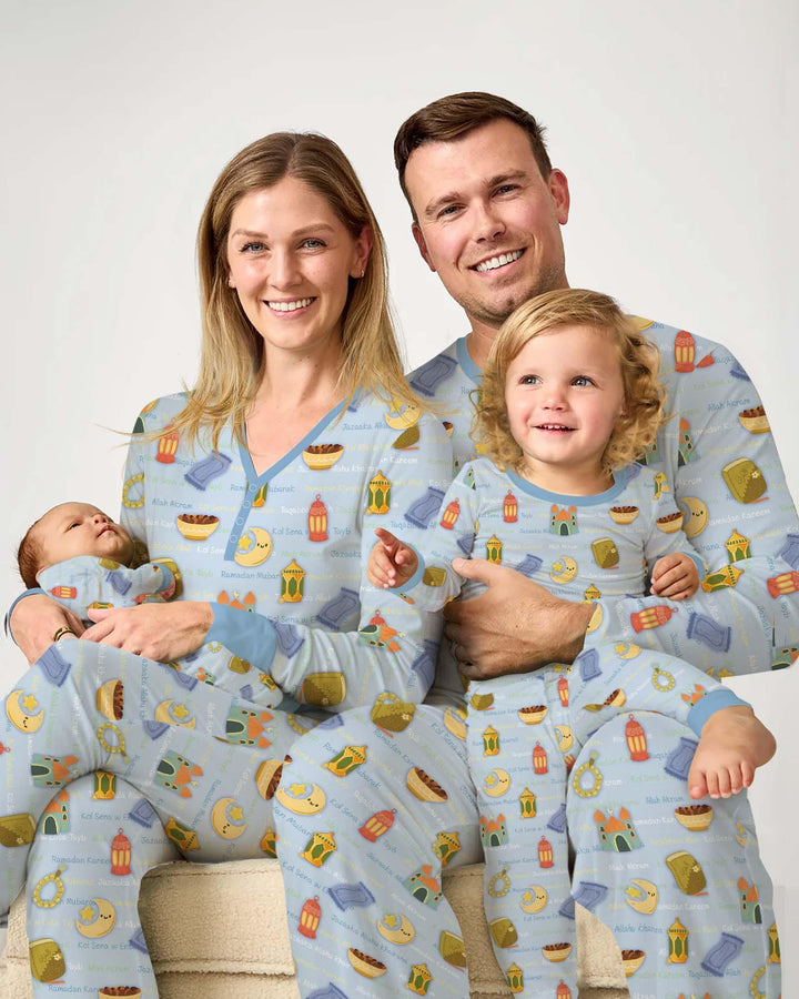 Ramadan Mubarak Family Matching Bamboo Two Piece Long Sleeve Pajama Set
