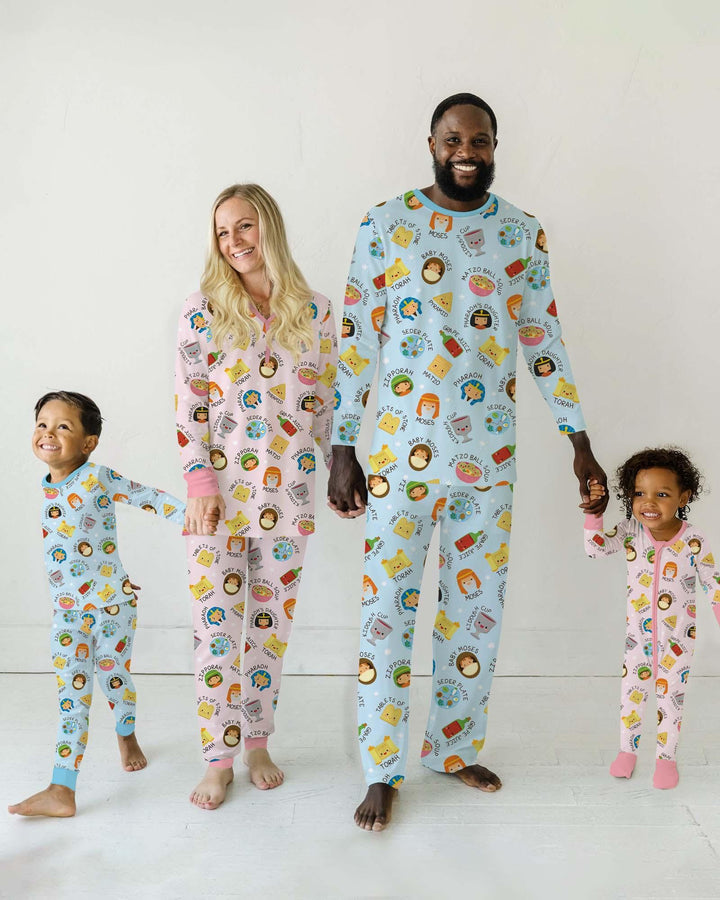 Cute Passover Characters Bamboo Men's Pajama Set