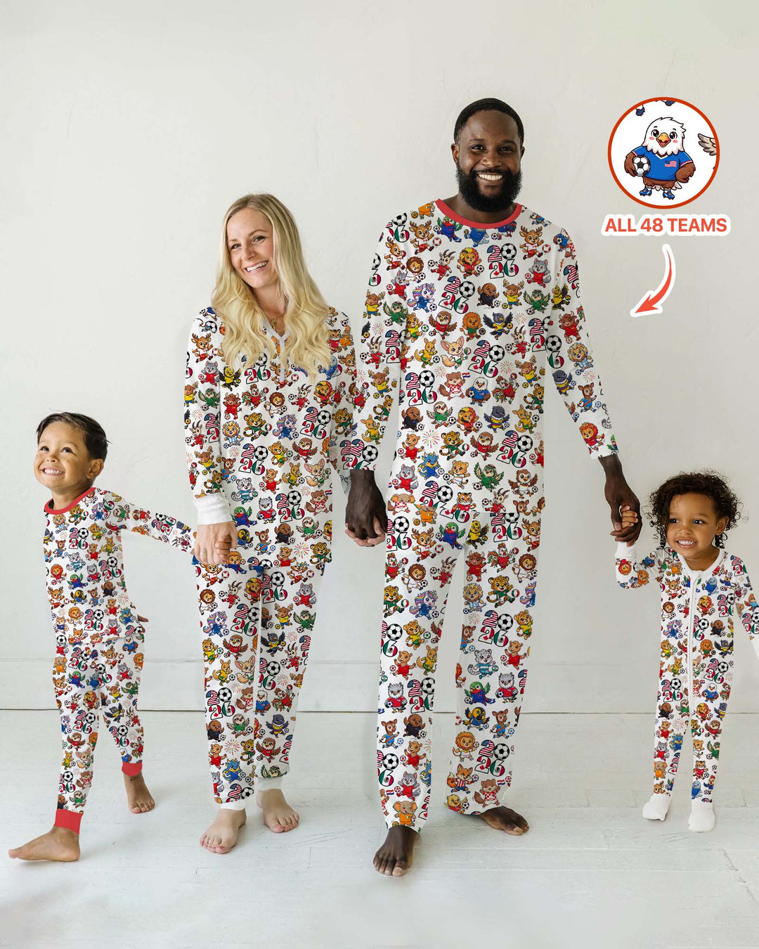 Kawaii Animals Soccer Tour 2026 Family Matching Bamboo Men's Pajama Set