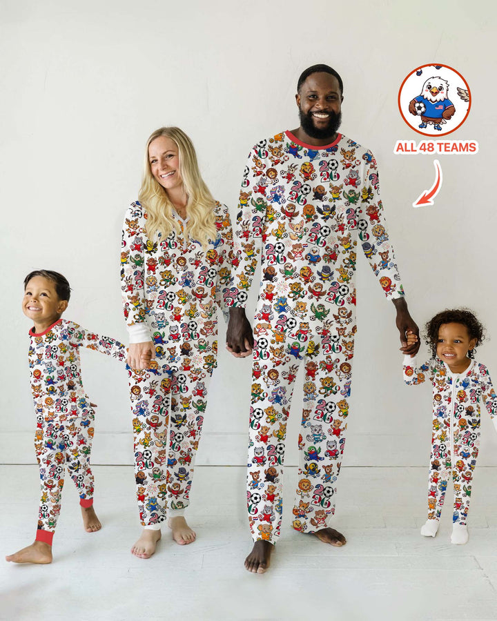 Kawaii Animals Soccer Tour 2026 Family Matching Bamboo Men's Pajama Set