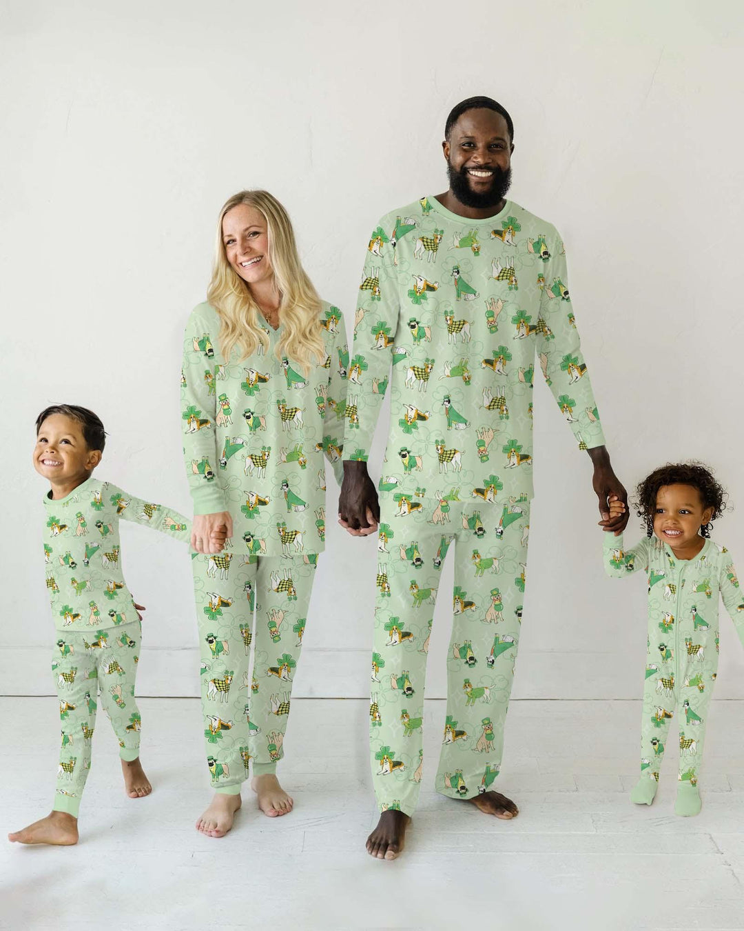St. Patrick's Day Puppies Bamboo Two Piece Short Sleeve Pajama Set