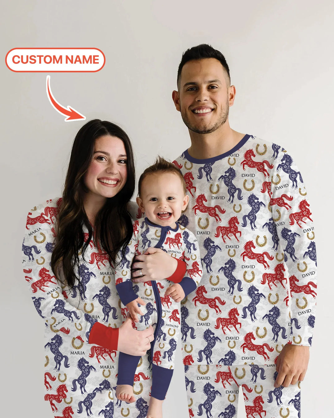 Custom Name Chinoiserie Horses Bamboo Women Pajama Set
