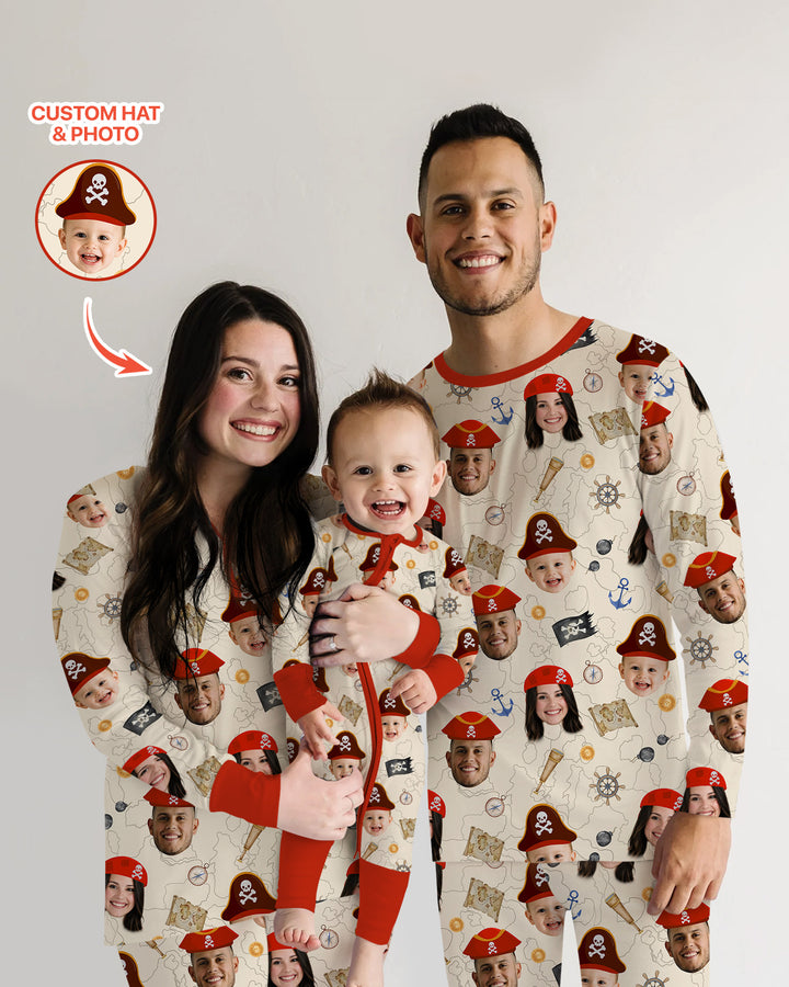 Custom Photo Treasure Map Adventures Family Matching Bamboo Men's Pajama Set