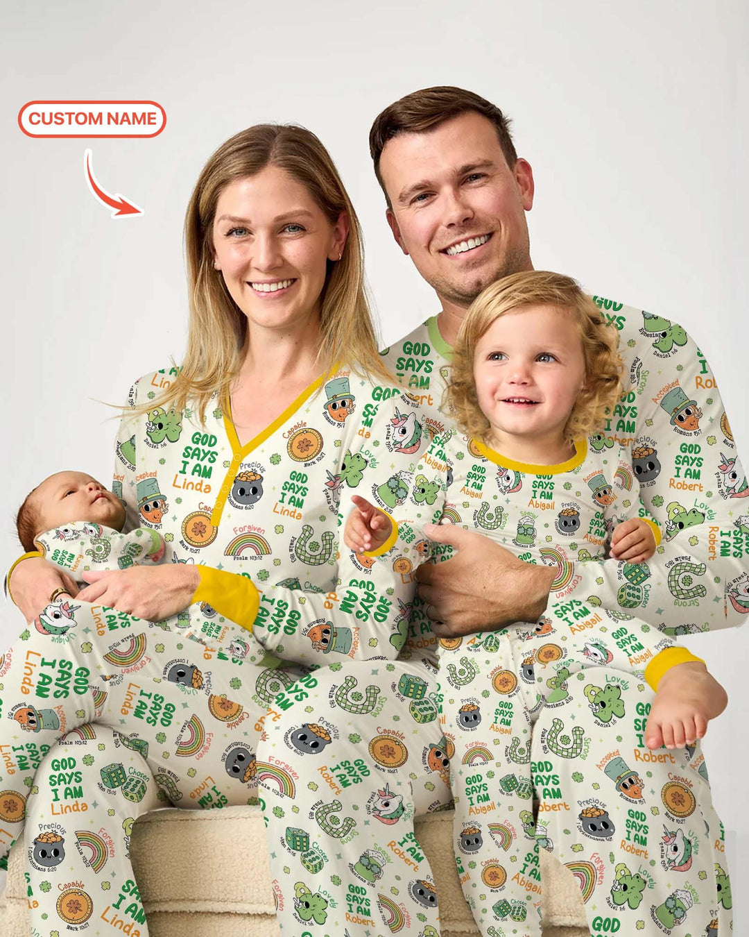Personalized God Says I Am St. Patrick's Day Family Matching Bamboo Men's Pajama Set