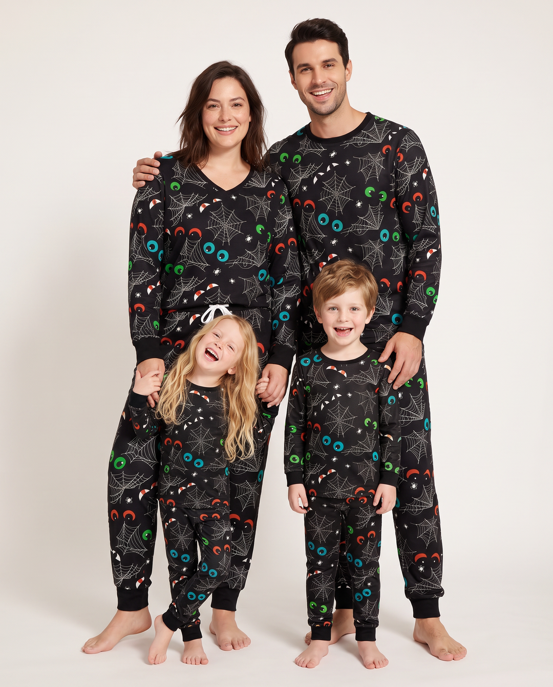 Glow In The Dark Creepy Spiderweb Bamboo Women Pyjamas Set