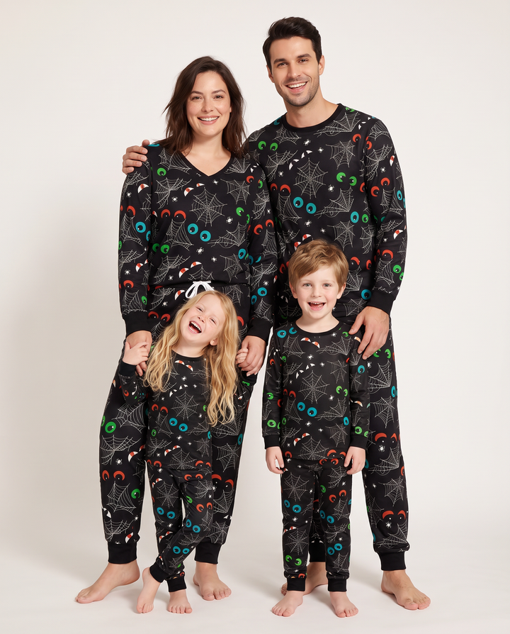 Glow In The Dark Creepy Spiderweb Bamboo Women Pyjamas Set