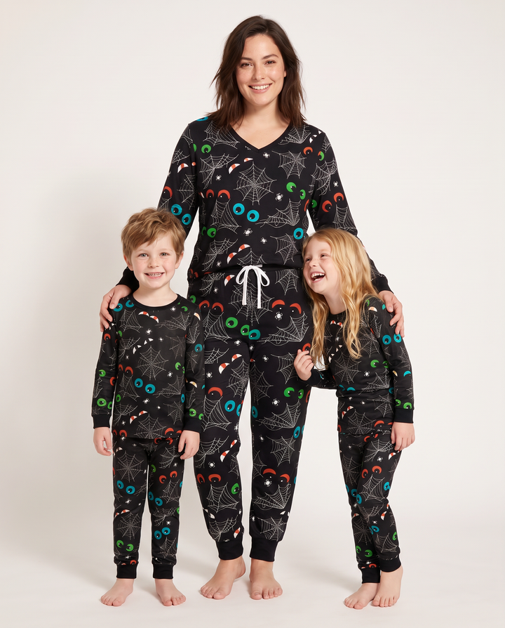 Glow In The Dark Creepy Spiderweb Bamboo Women Pyjamas Set