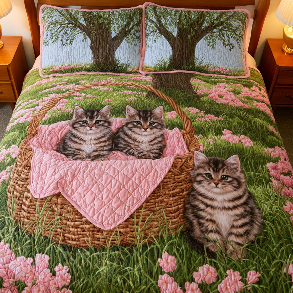 Feline Dream World Bamboo Quilt Bedding Set