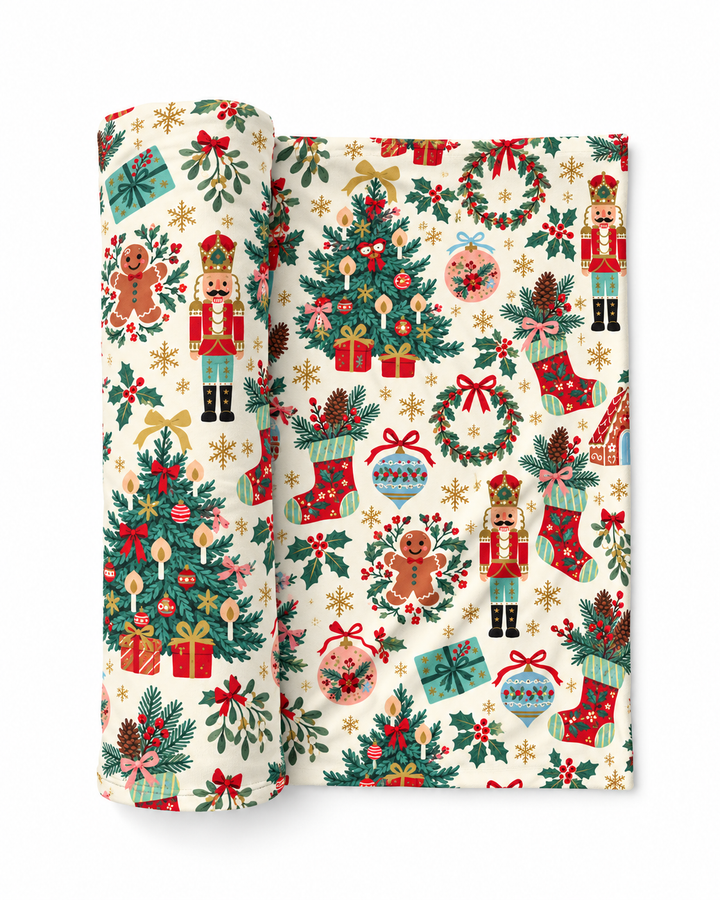 Vintage Christmas Bamboo Swaddle Blanket