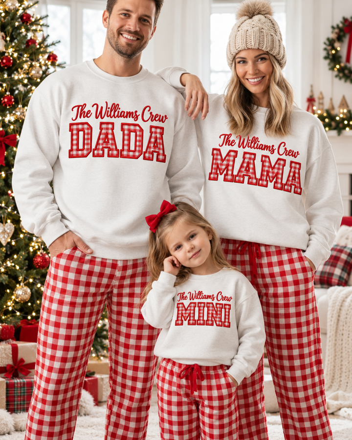 Custom Matching Family Embroidered Bamboo Women Crewneck Sweatshirt