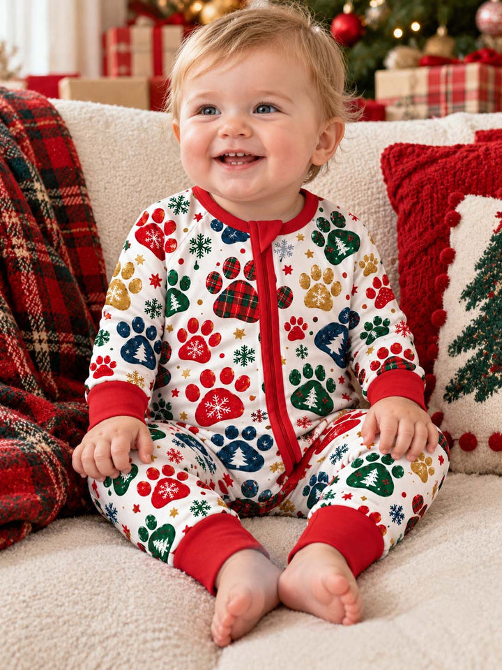 Festive Christmas Paw Prints Bamboo Convertible Zippy