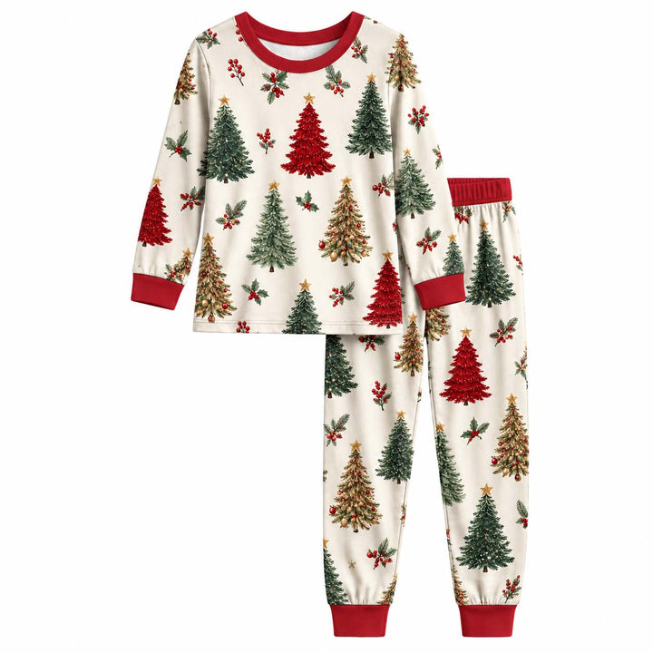 Festive Christmas Tree Garden Bamboo Two Piece Long Sleeve Pajama Set