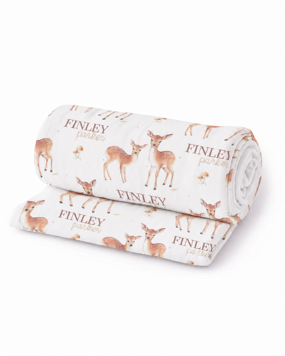 Personalized Friendly Fawns Bamboo Swaddle Blanket