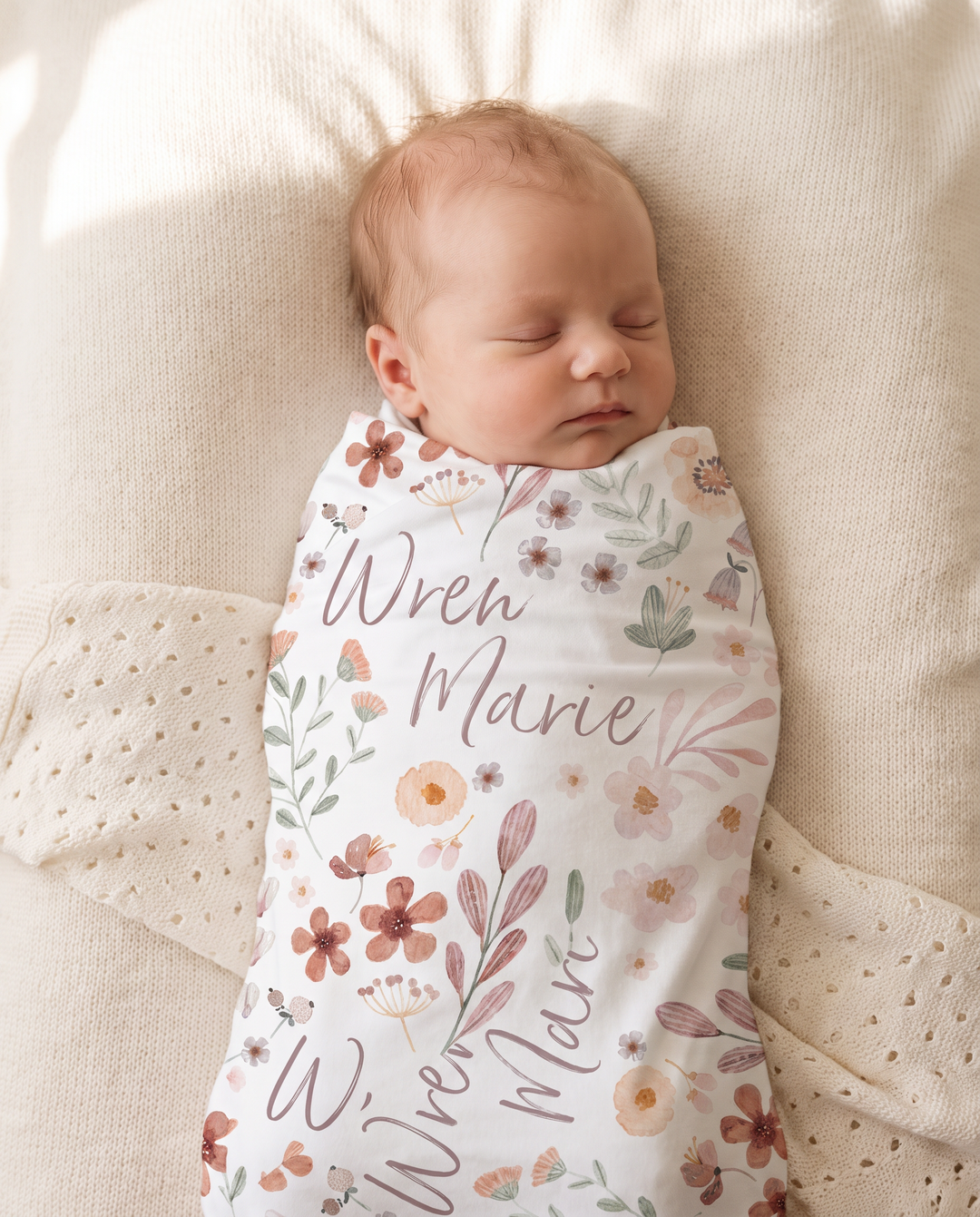 Personalized Wren's Wildflower Bamboo Swaddle Blanket