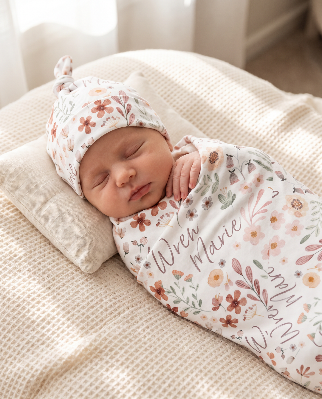 Personalized Wren's Wildflower Bamboo Swaddle Blanket