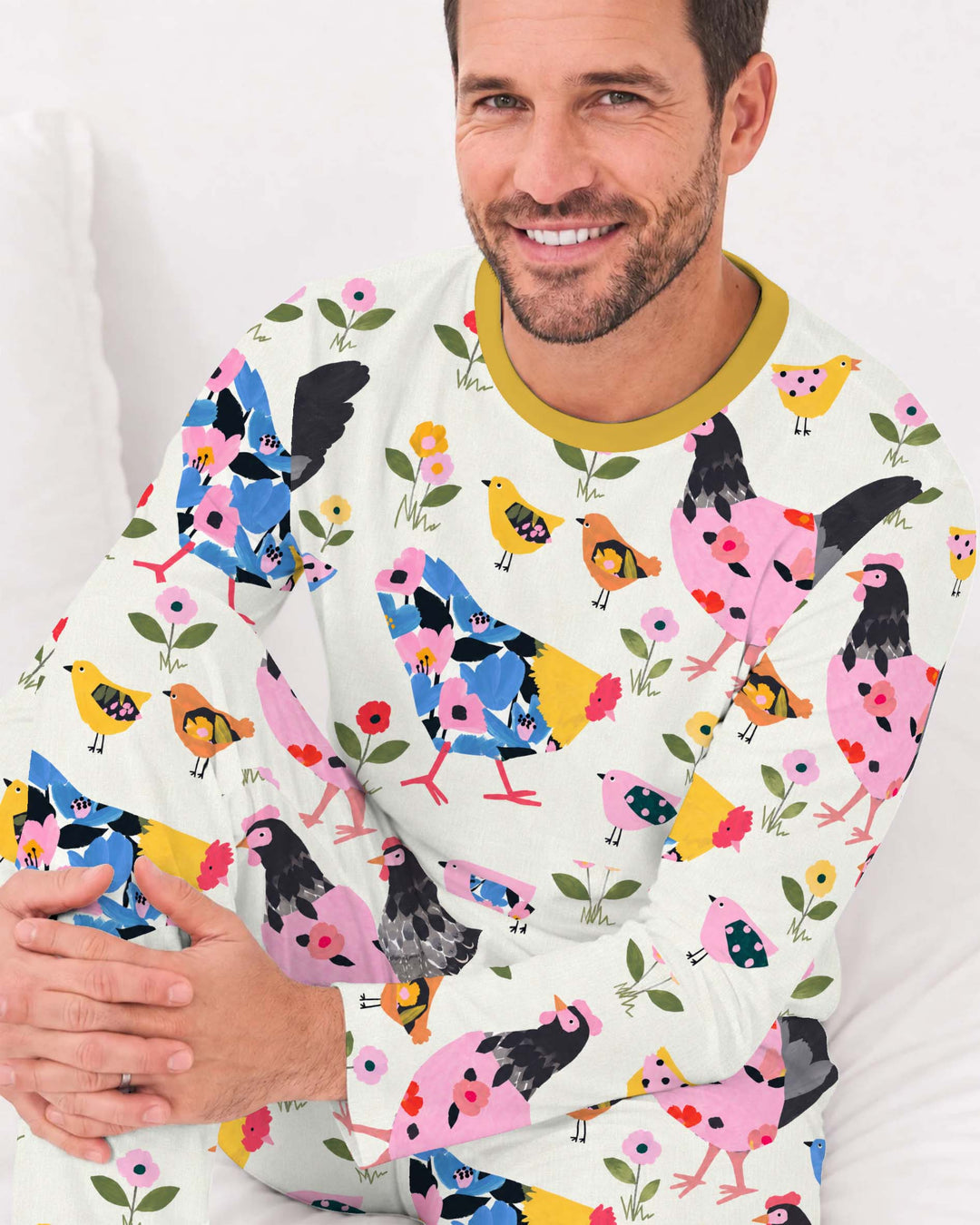 Floral Chicken Garden Bamboo Men's Pajama Set