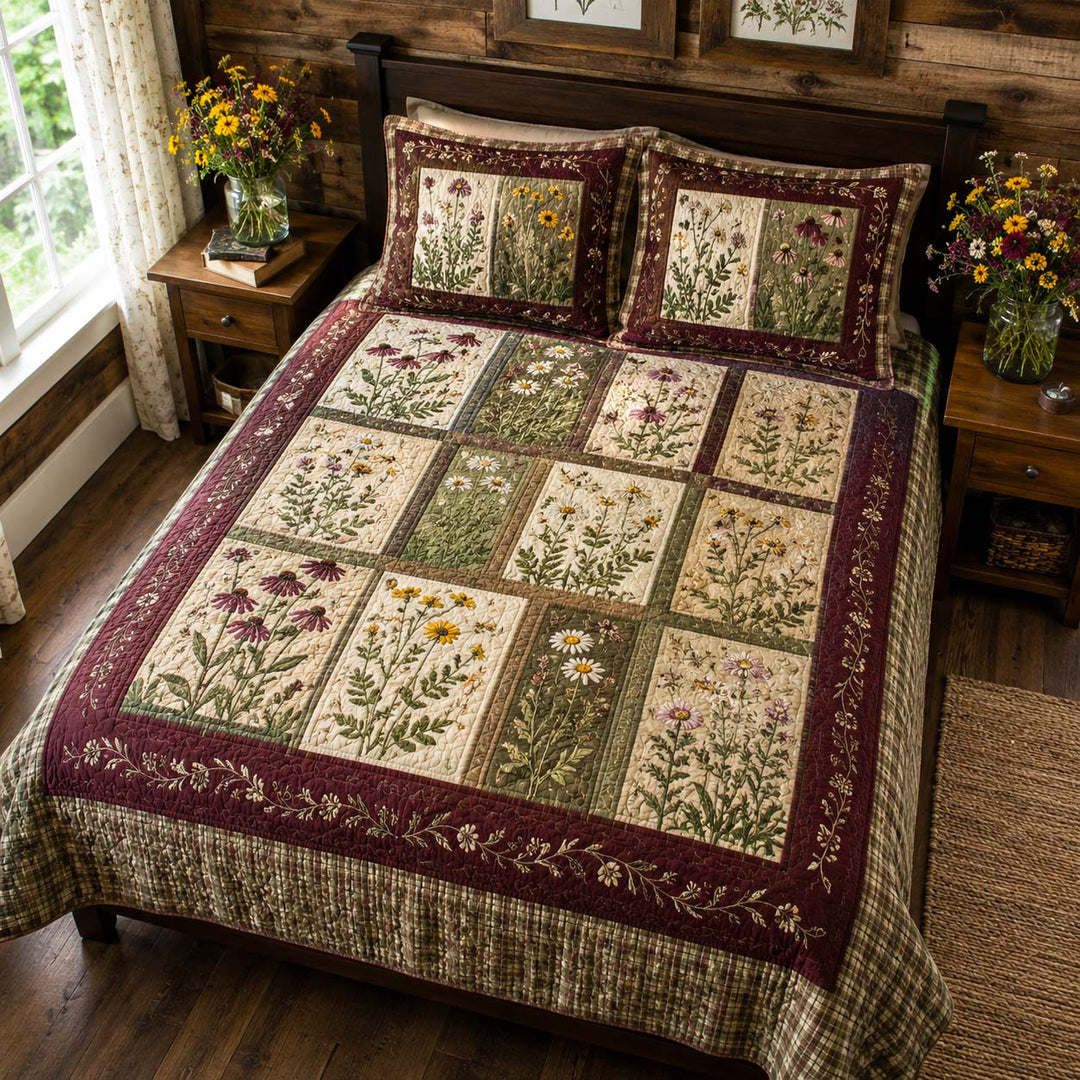Floral Garden Bamboo Quilt Bedding Set
