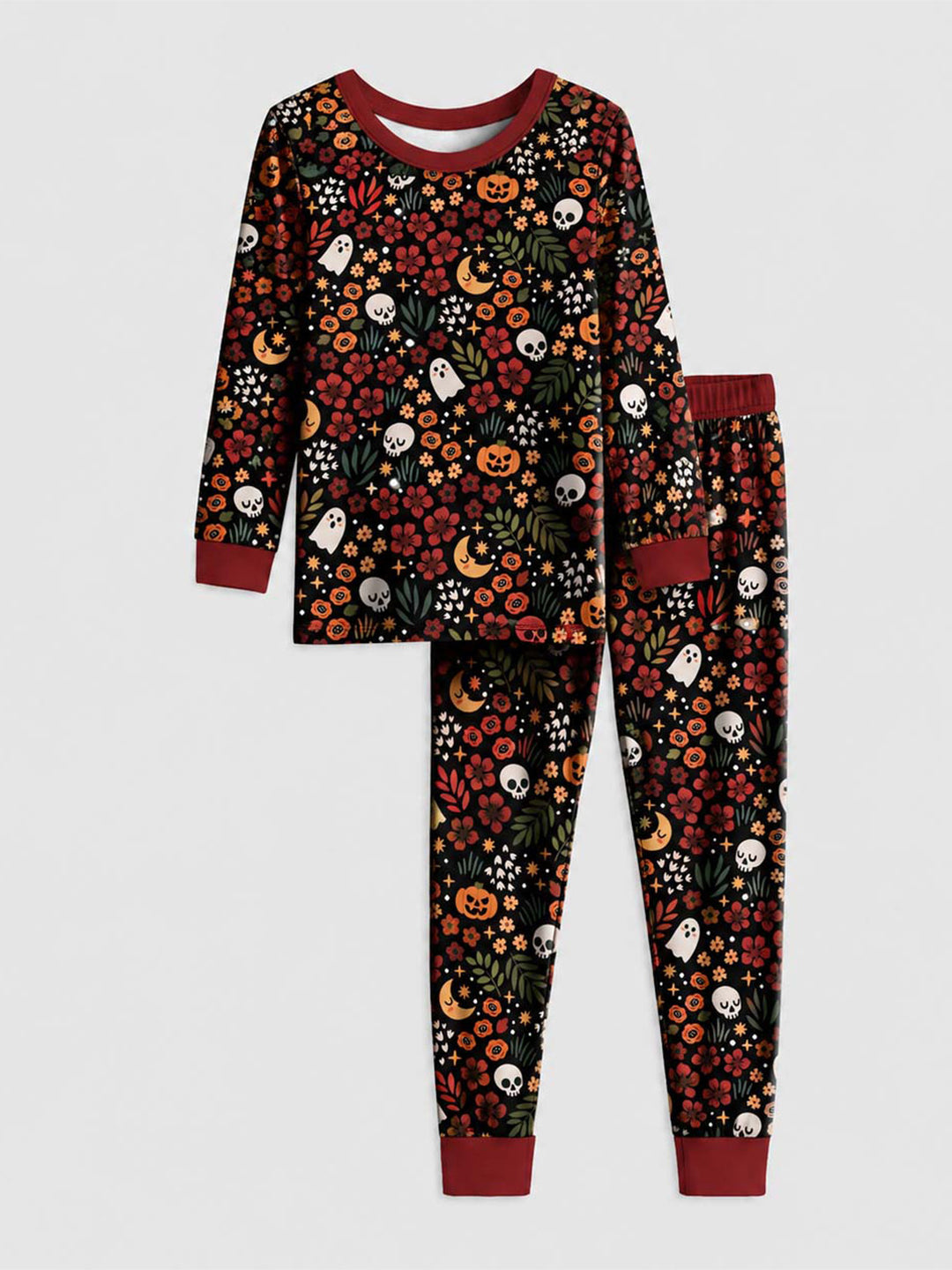 Floral Halloween Night Bamboo Men's Pajama Set