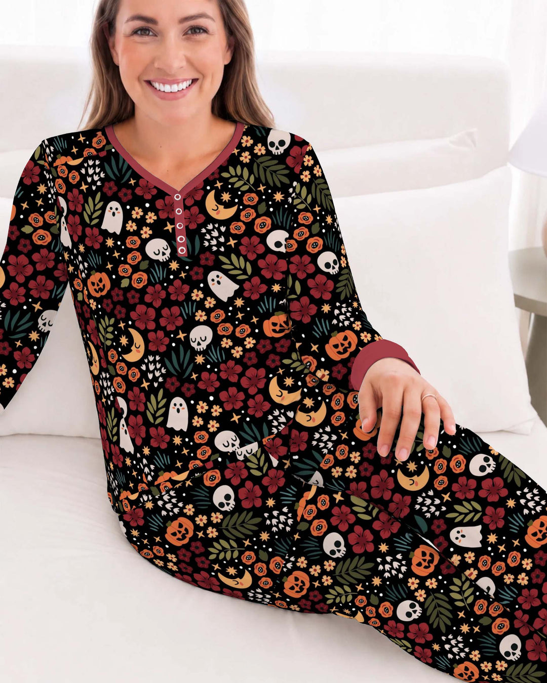 Floral Halloween Night Bamboo Women Pajama Set