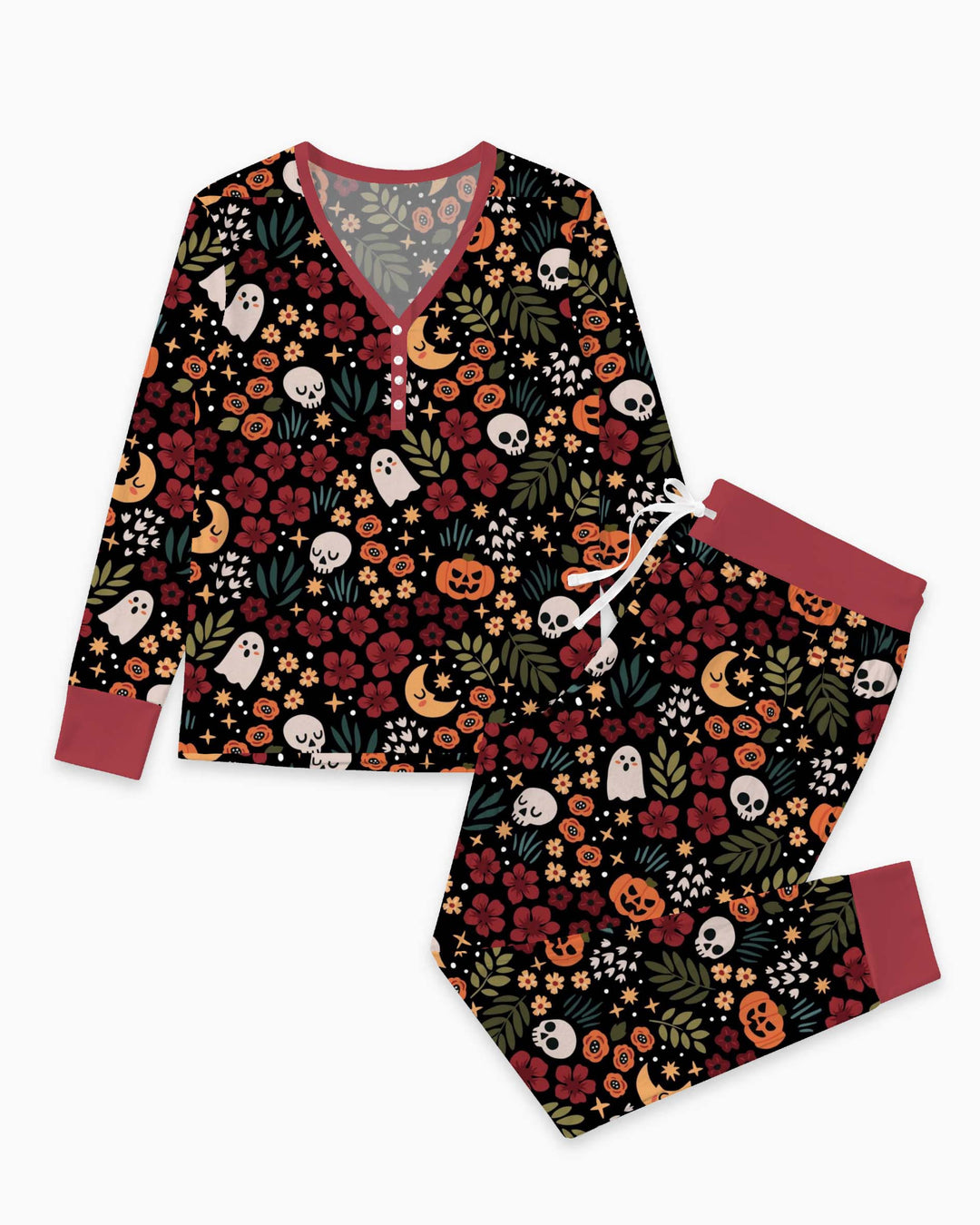 Floral Halloween Night Bamboo Women Pajama Set