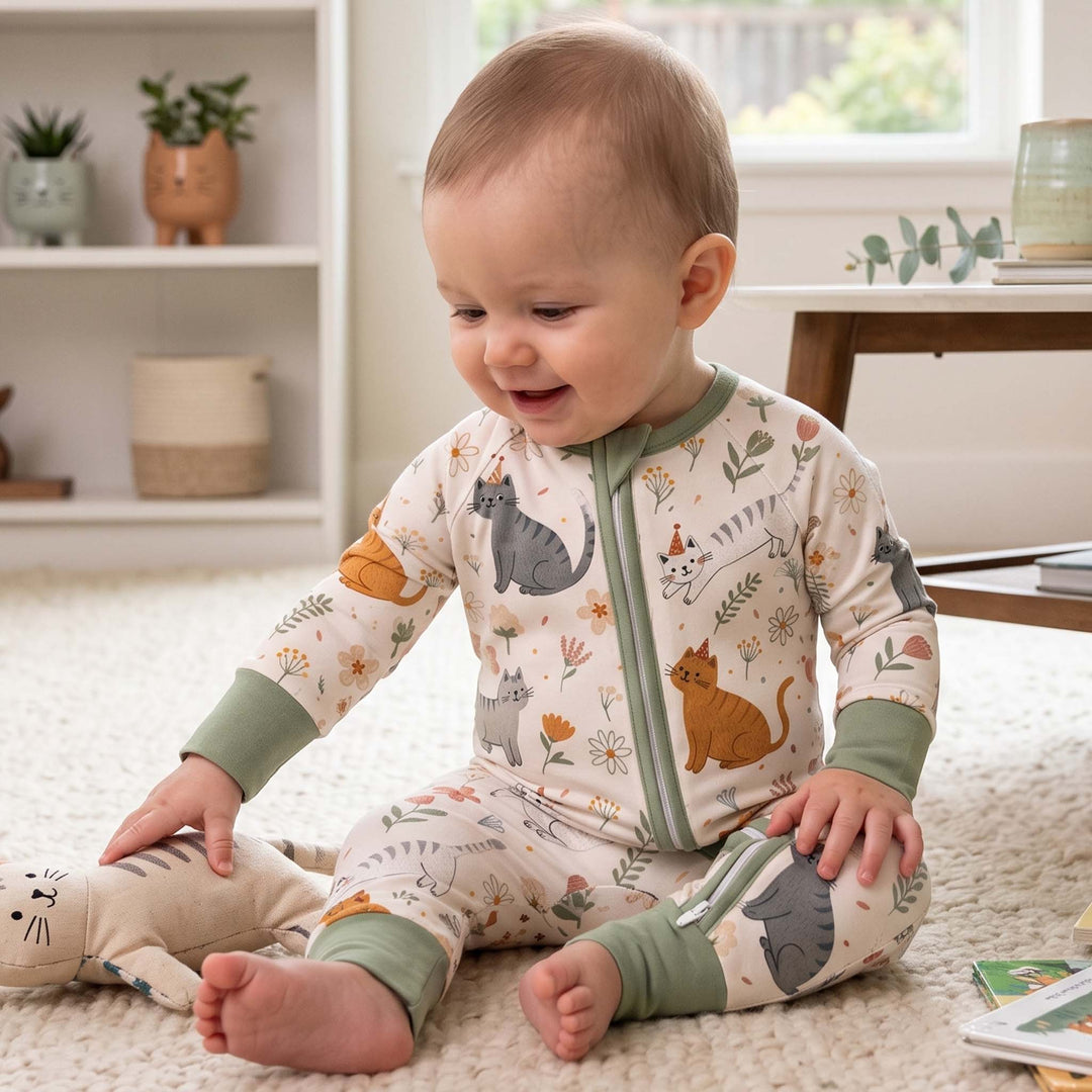 Floral Party Cats Bamboo Convertible Zippy