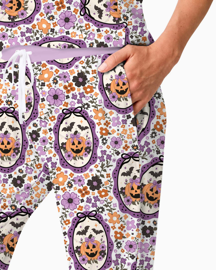 Floral Pumpkin Halloween Bamboo Women Pajama Set