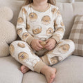 Fluffy Pomeranian Faces Bamboo Two Piece Long Sleeve Pajama Set