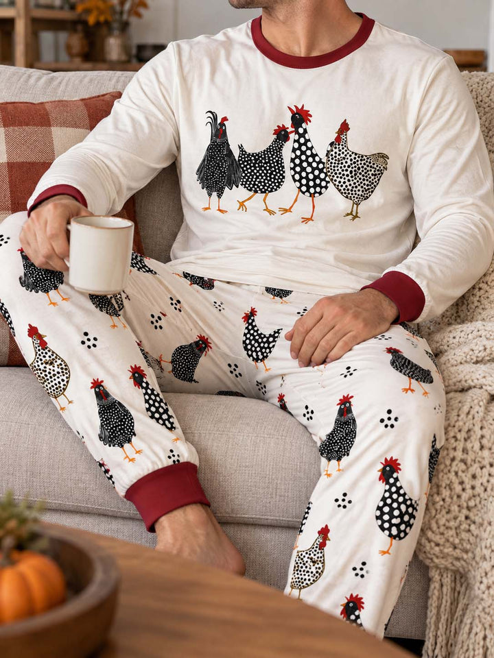 Folk Art Chickens Bamboo Men's Pajama Set