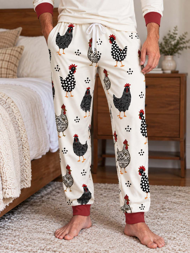 Folk Art Chickens Bamboo Men's Pajama Set