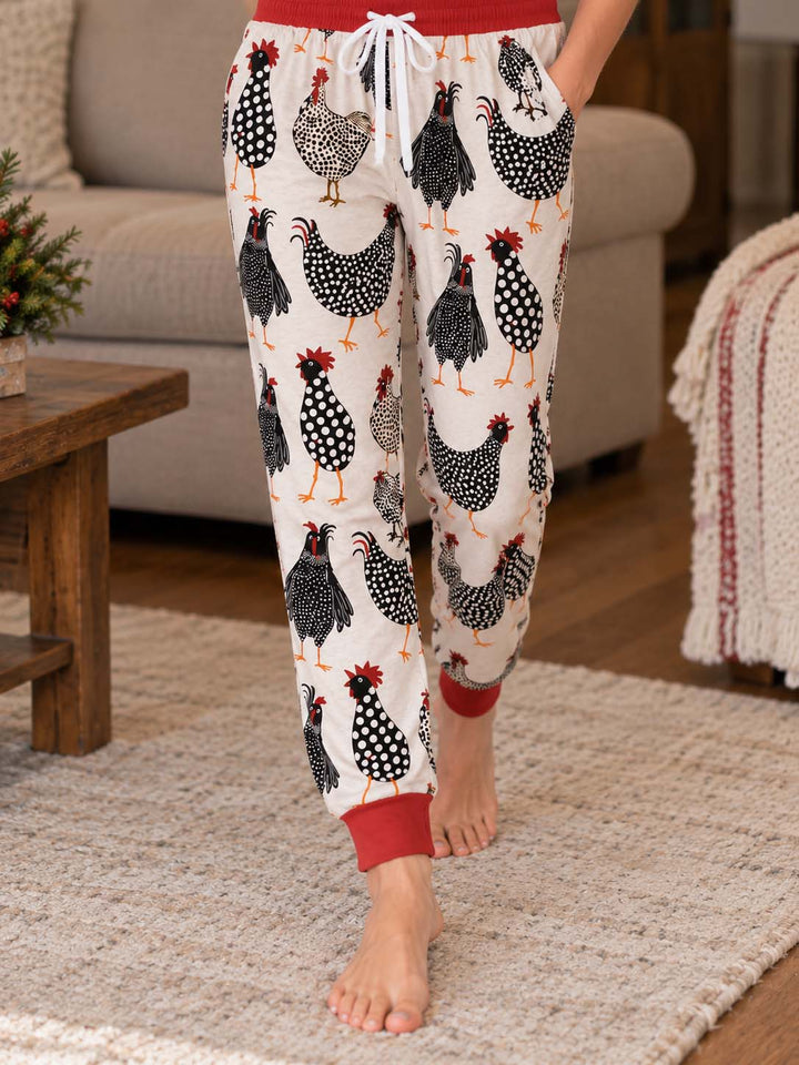 Folk Art Chickens Bamboo Women Pajama Set